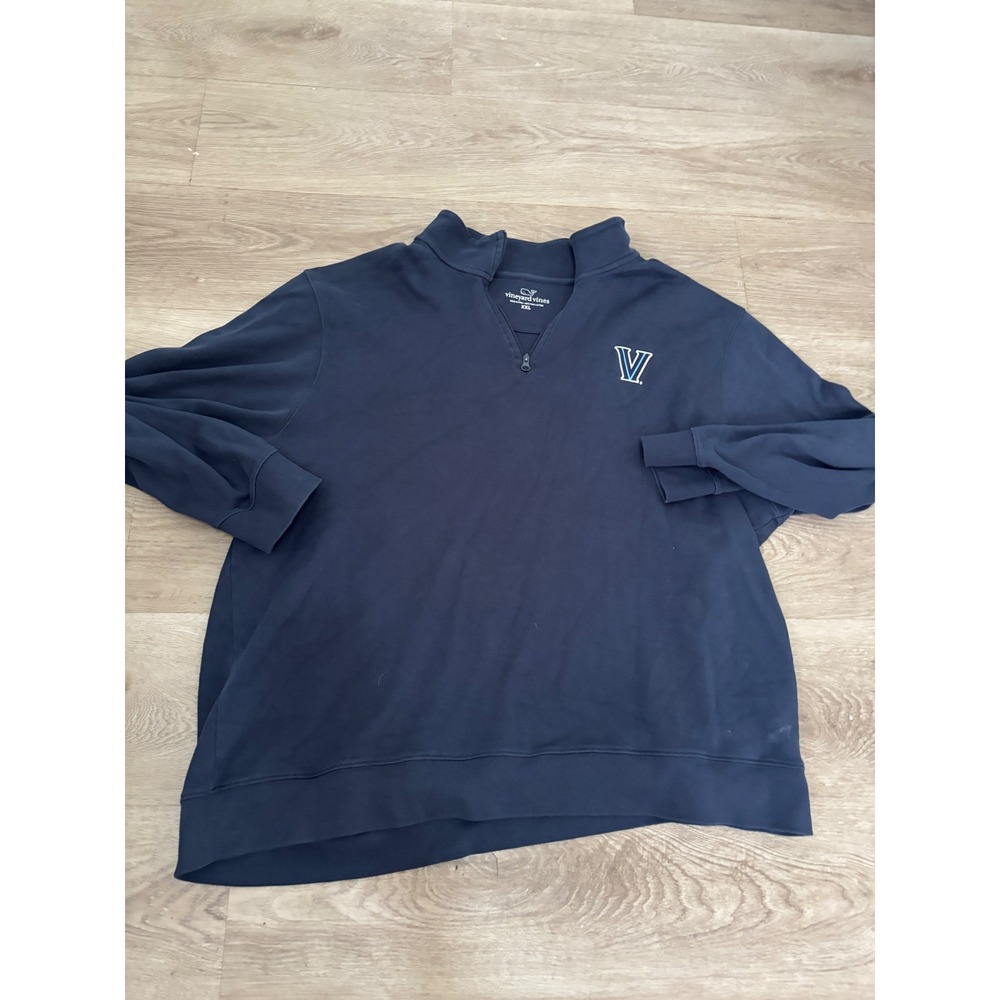 Vineyard Vines Villanova Wildcats 1/4 Zip Pullover Navy Pima Cotton XXL